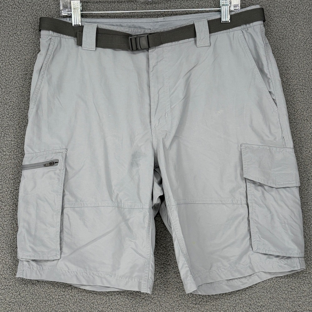 Columbia Silver Ridge Grey Cargo Shorts Mens 34 XM0097 Hiking Fishing Belted